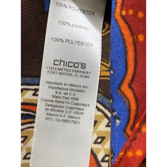 Chico's Victorian Style Asymmetrical Paisley Peasant Tunic Top Size M 1 Flowy - Picture 9 of 11